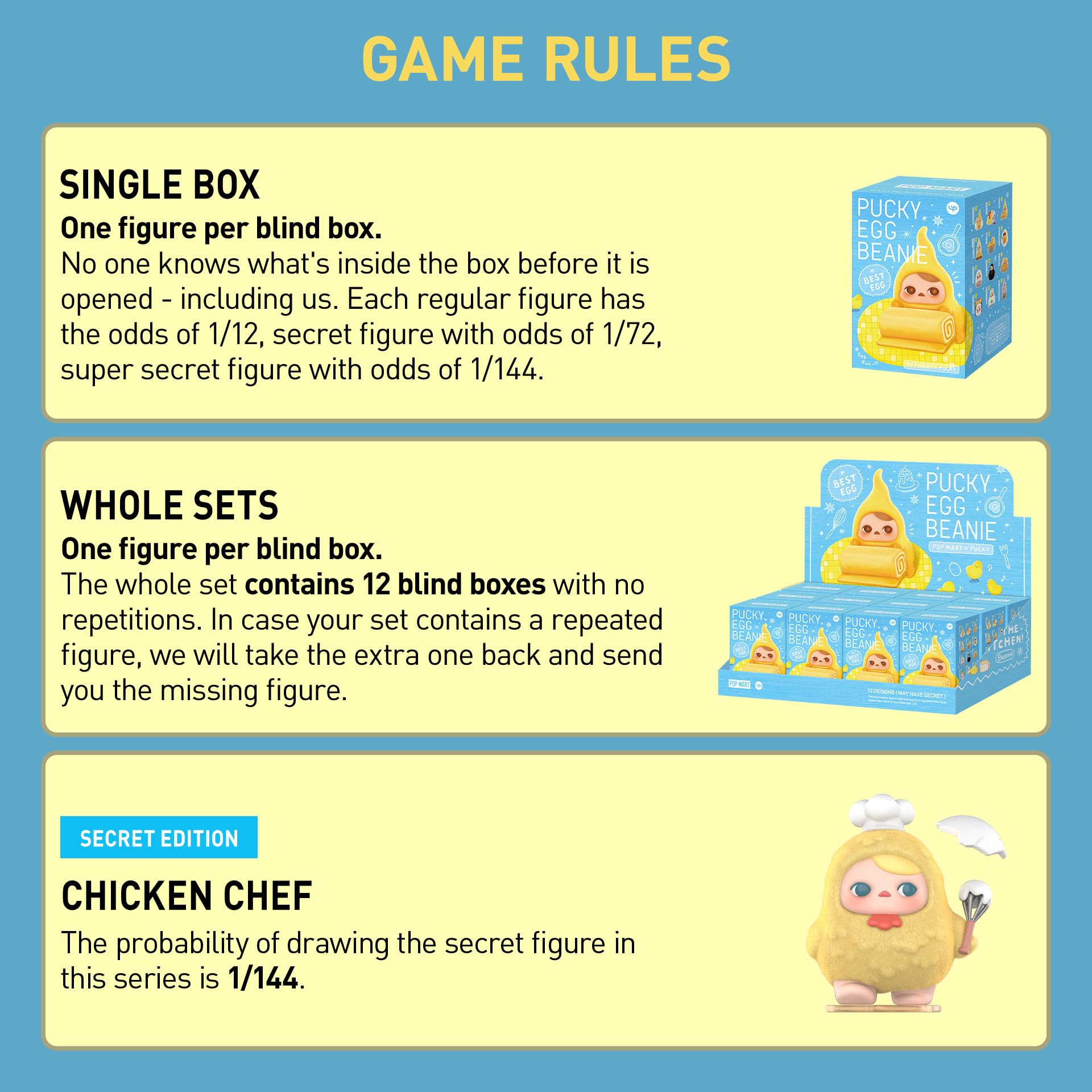 Amazon | POP MART PUCKY Egg Beanieシリーズ 【1ピース】 ポップ